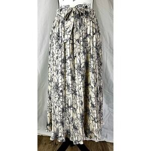 Alice Blue Pleated Midi Skirt Women's M Preppy Boho Chic Floral Scandi Girl
